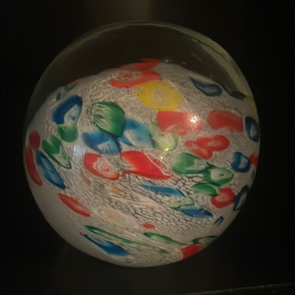 Colorful Glass Art Sphere with Confetti Millefiore Beads! Paperweight or Decor!